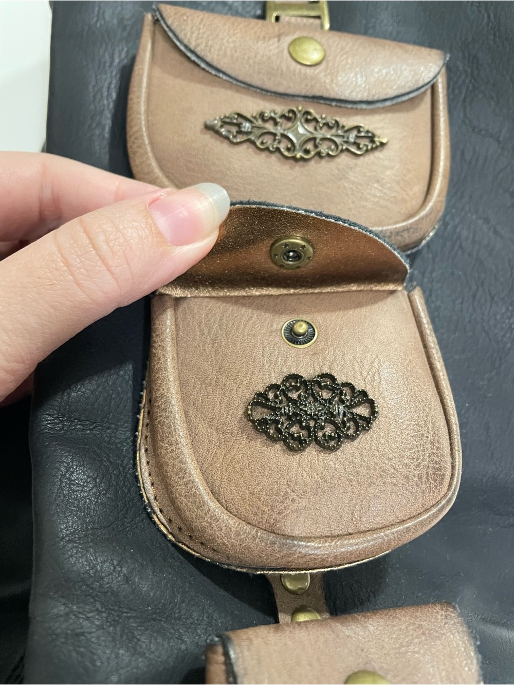 Ellie Black Tan Boots w Pouches & Buckles - Victorian Western Steampunk Cosplay - Picture 9 of 16